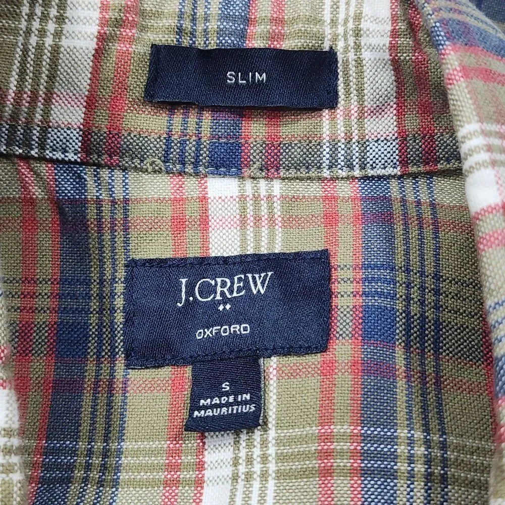 J. Crew Multicolor Men’s Oxford Slim Plaid Button Down Shirt Sizes Small